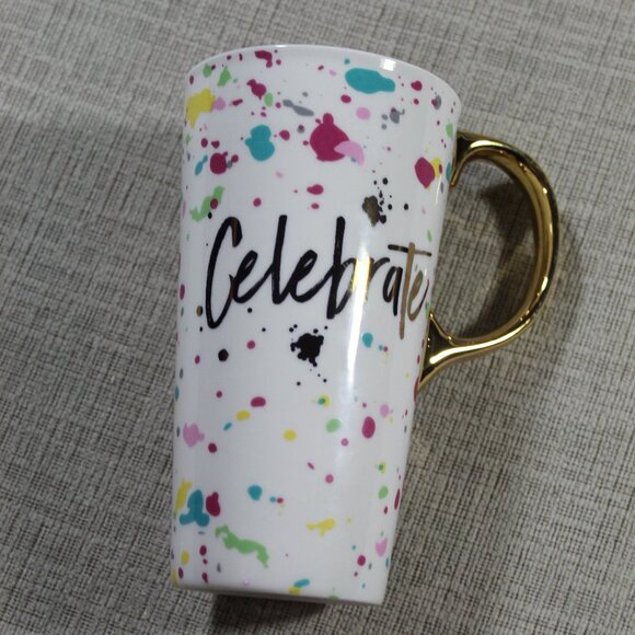 Cypress Home Tall Paint Splatter "Celebrate" Ceramic Drink Mug - Picture 2 of 7